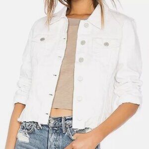 Blank NYC White Cotton Denim Cropped Jacket Size Medium